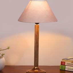 Devansh Grey Wooden Frustum Shaped Table Lamp-55