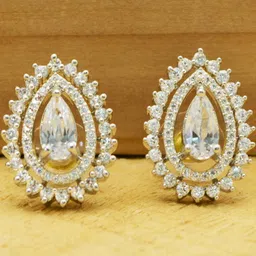 JEWELOPIA Silver-Plated Brass American Diamond Studs-picture-13