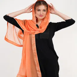 Karthav Fashion Embroidered Chiffon Dupatta-45