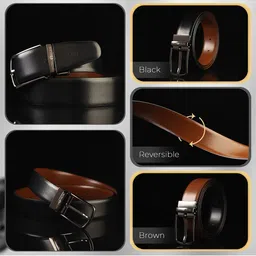 JND Men Textured Leather Reversible Belt image 4