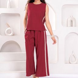 JC4U Round Neck Top With Palazzos Co-Ords-picture-46