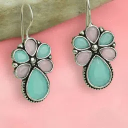 OPUS GEMS Artificial Stones Studded Oxidised Floral Shaped Studs-picture-0