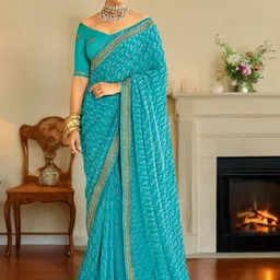 Mitera Bandhani Embroidered Pure Georgette Bandhani Saree-26