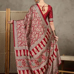 all about you Floral Printed Pure Crepe Block Print Saree image 3