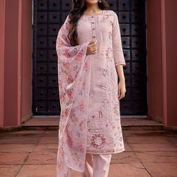 Royal Export Floral Embroidered Thread Work Straight Kurta with Trousers & Dupatta-picture-14