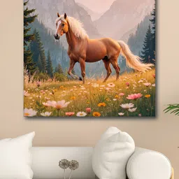 Aura Brown & Blue Animal Printed Canvas Wall Art-0