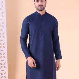 AURIK Woven Design Mandarin Collar Thread Work Straight Kurta-picture-7