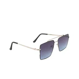 BAYBERRY Unisex Blue Lens & Silver-Toned Square Sunglasses with-51