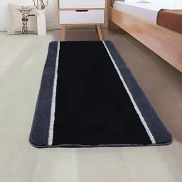 GBL COLLECTION Black and Grey Striped Water Resistant Cotton Floor Mat-image-0