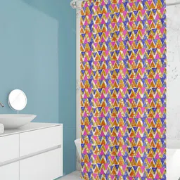 ArtzFolio Red & Blue Printed Waterproof Shower Curtain-2