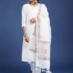 Taavi Woven Printed Dupatta With Pom Pom Edgings-picture-35