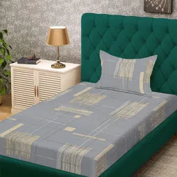 KLOTTHE Grey Geometric 300 TC Single Bedsheet Set-picture-4