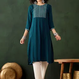 Sangria Embroidered Straight Kurtas-image-59