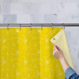 ArtzFolio Yellow Printed Waterproof Shower Curtain-image-4