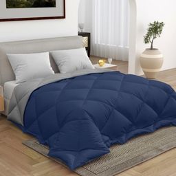 CHICERY Blue & Grey Geometric Heavy Winter Single Bed Comforter-image-57