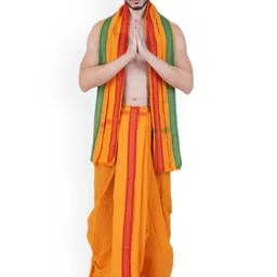 Ethazh Men Cotton Dhotis With Angavastram-10