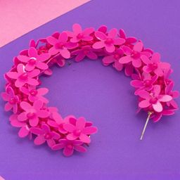 Jewelz Artificial Beaded Floral Shaped Half Hoop Earrings-picture-1