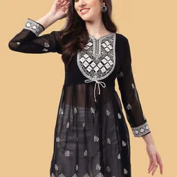 Moda Rapido Ethnic Motifs Embroidered Sequinned Pure Georgette Sequinned Kurti-picture-31