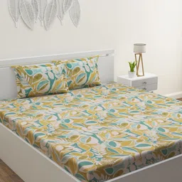 HOME AFFAIRS Multicoloured 120 TC Queen Bedsheet with 2 Pillow Covers-image-94