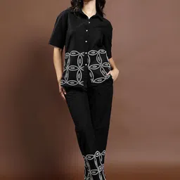 Athena Schiffli Self Design Pure Cotton Shirt & Trousers-image-51