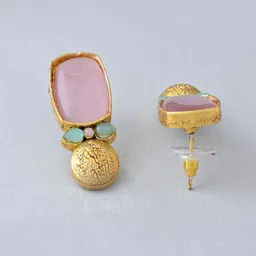 DASTOOR Gold-Plated Geometric Shaped Artificial Stones Drop Earrings image 2