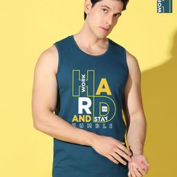 WOOSTRO Men Cotton Pack of 2 Typography Sleeveless Printed Slim Fit T-shirt-image-37