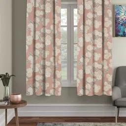Aura Peach-Coloured 2 Pieces Floral Printed Sheer Window Curtains-21