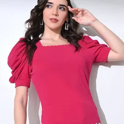 BAESD Women Square Neck Puff Sleeve Top-image-99