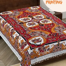 HASHCART White & Brown Printed 210 TC Pure Cotton Queen Single Bedsheet 2.30 m x 1.52 m-20