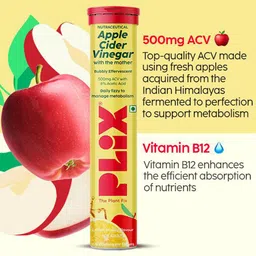 PLIX THE PLANT FIX Set Of 12 Apple Cider Vinegar Effervescent- 15 Tablets Each-Lemon image 4