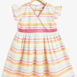 Campana Striped Flutter Sleeve Fit & Flare Dress-7