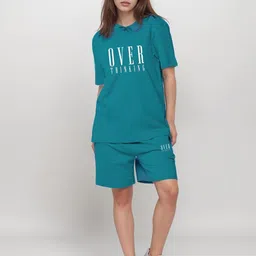 FITIN OUTFIT Printed Pure Cotton Round Neck T-Shirt With Shorts Co-Ords-picture-5