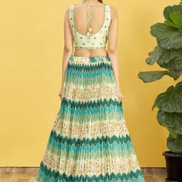 ODETTE Embroidered Sequinned Semi-Stitched Lehenga & Unstitched Blouse With Dupatta image 3