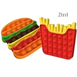YK Push Pop It Bubble Sensory Fidget Toy Burger & French Fries (Pack of 2)-2