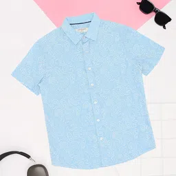 Pantaloons Junior Boys Spread Collar Abstract Printed Cotton Casual Shirt-picture-17