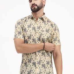 MILLENNIAL MEN Men Comfort Fit Ethnic Motifs Printed Spread Collar Cotton Casual Shirt-image-82