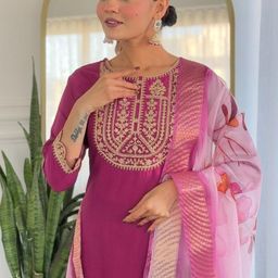 KALINI Women Embroidered Straight Kurta Set-51