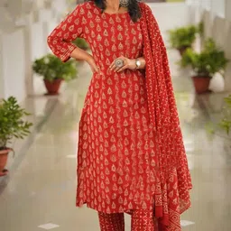 KALINI Women Ethnic Motifs Printed Regular Kurta with Trousers & With Dupatta-4