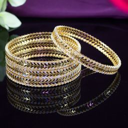 PRIVIU Set Of 4 Gold-Plated Leaf Design Bangles-image-50