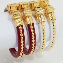 SATTIK Set Of 4 Gold-plated Copper Bangles-image-88