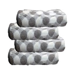HOUSSE 4-Pcs Grey & White Printed 350 GSM Face Towels-3