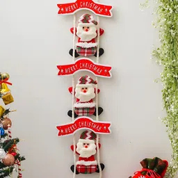 eCraftIndia Red Santa Claus Climbing on Rope Merry Christmas Wall Hanging-image-91