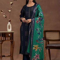Libas Paisley Printed Round Neck Straight Kurta with Trousers & Dupatta-picture-14