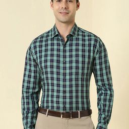 Allen Solly Checked Short Sleeves Spread Collar Cotton Opaque Slim Fit Formal Shirt-picture-30