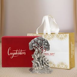 INTERNATIONAL GIFT Silver-Toned Radha Krishna Religious Idol Showpiece-18