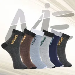 MJE Pack Of 6 Patterned Cotton Ankle Length Socks-43