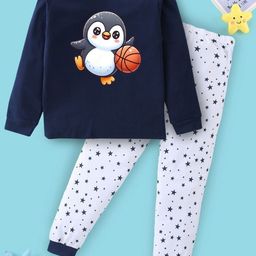 BLUSHES Kids Printed Round Neck Long Sleeves Pure Cotton T-Shirt & Trousers Night suit-picture-29