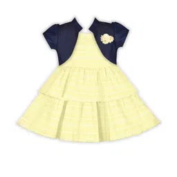 Floral Print Synthetic Material Knee Length Tiered Dress with Denim Jacket,for Kids & Girls-picture-51