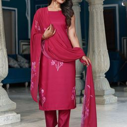 VARNI FABRICS Women Floral Printed Kurta with Trousers & Dupatta-image-82
