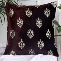 Decoghar Brown & Gold Toned Ethnic Motifs Square Cushion Covers-picture-25